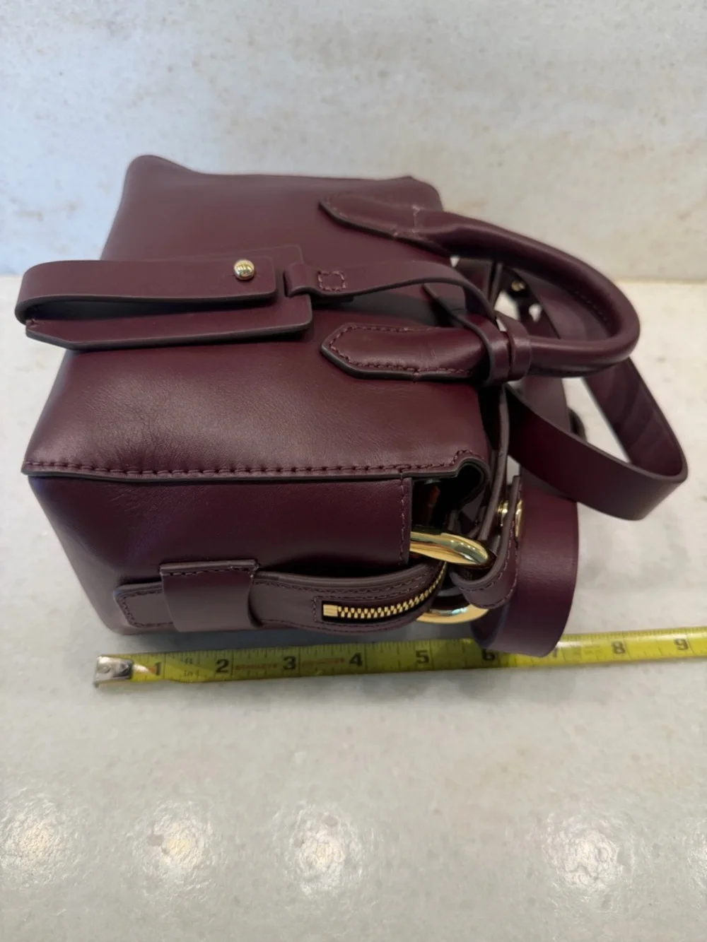 J. Crew Burgundy Leather Top-Handle Satchel with Detachable Strap